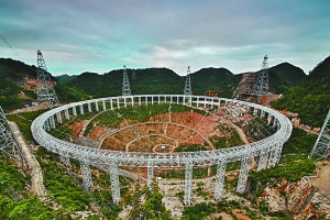 贵州平塘“天眼”开始攻坚，射电望远镜昨日安装首块反射面板